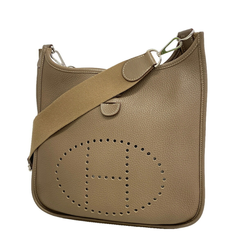 Hermes Evelyne 3PM Shoulder Bag, Taurillon Clemence Leather, Etoupe, A Stamp,...